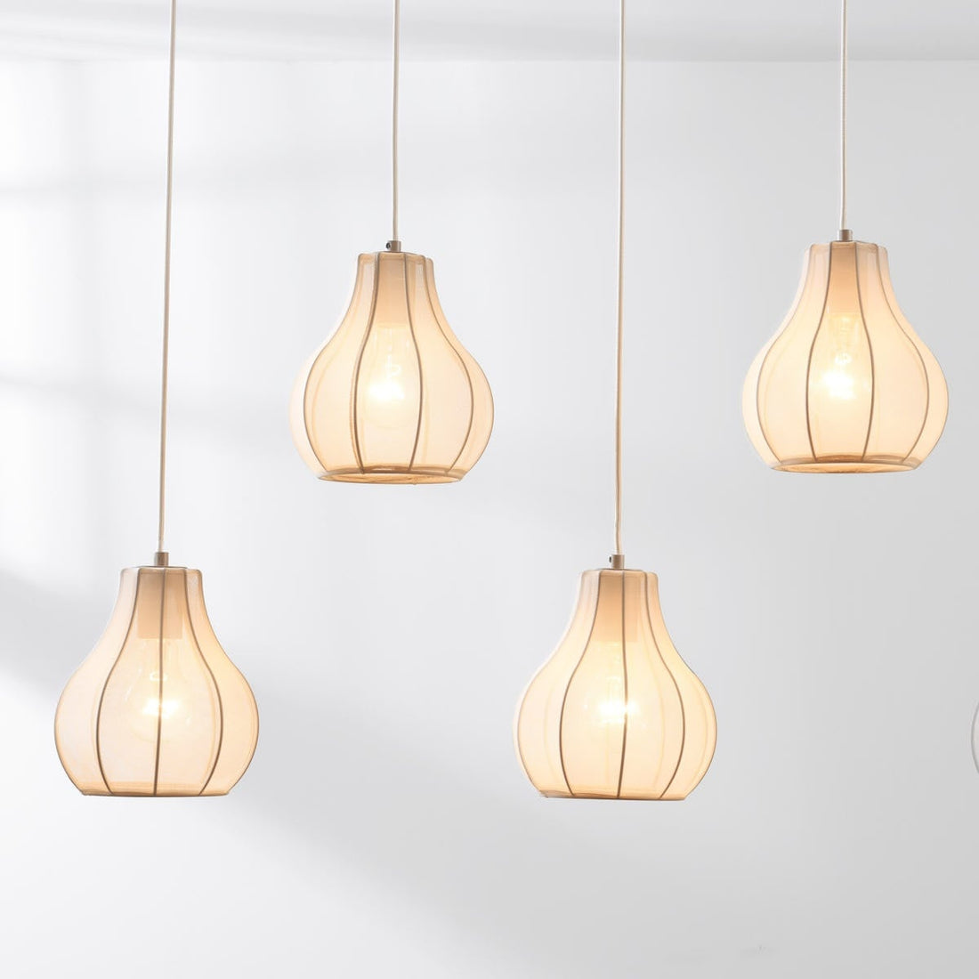 Aiko Five-Light Linen Pendant Bar — Sand Taupe
