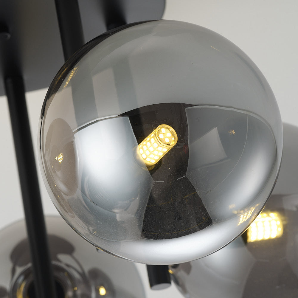 Noir Five-Light Ceiling Light — Black & Smoked Glass