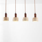 Taoka Travertine & Wood Pendant Light — 4 Lights, Linear