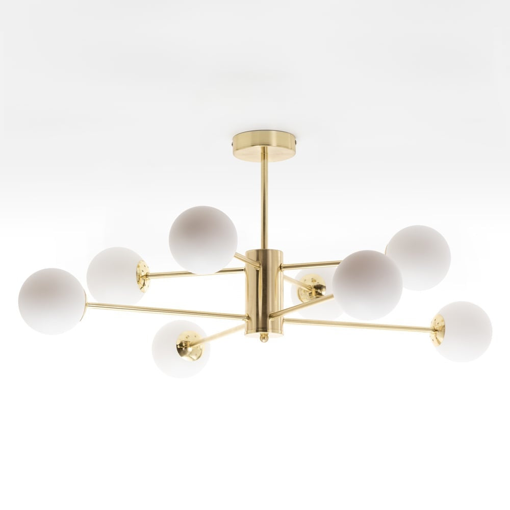 Dorado Eight-Light Ceiling Light — Gold & Frosted Glass