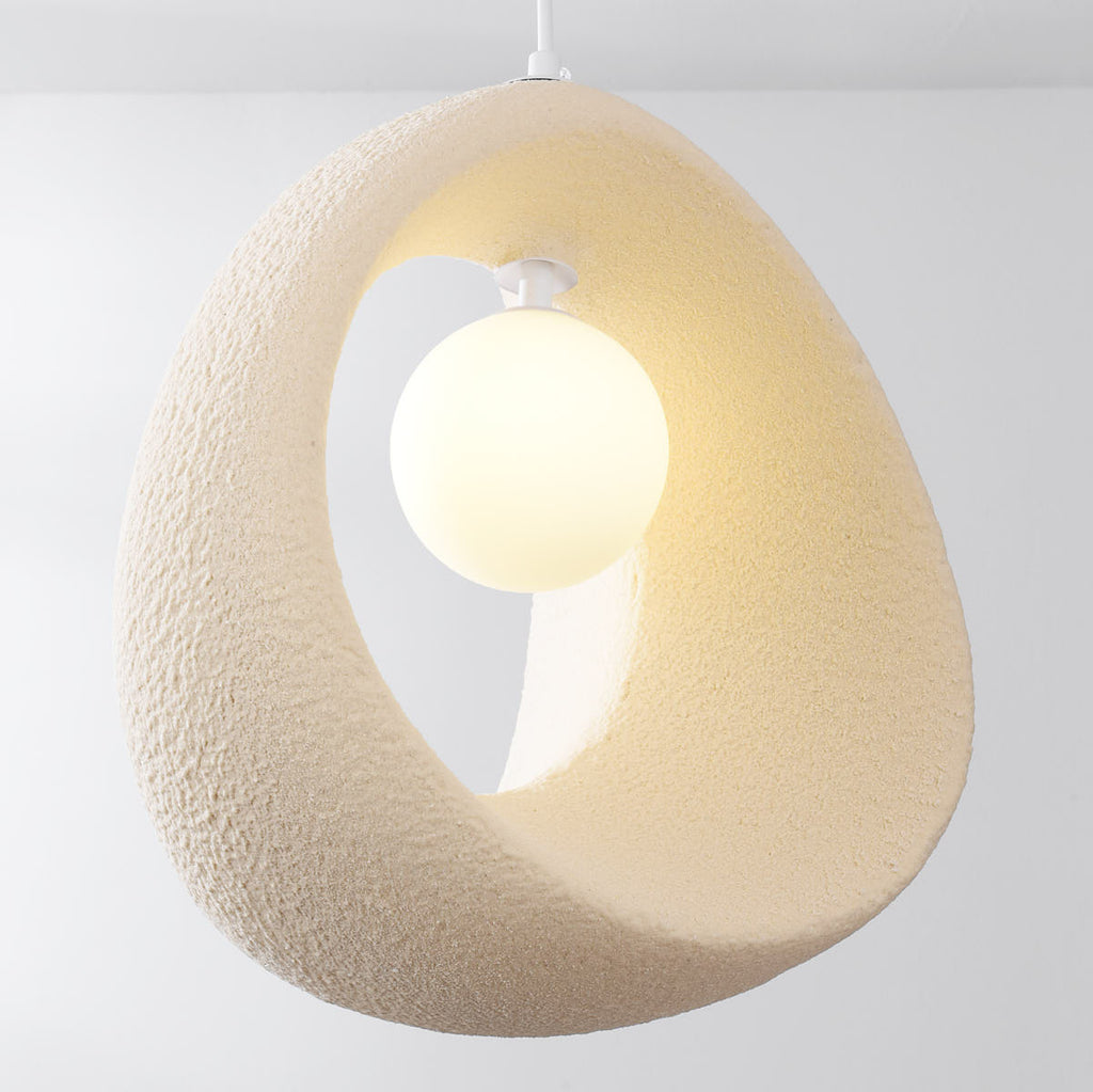 Akari Compact Stone-Effect Pendant Light — Sand Beige