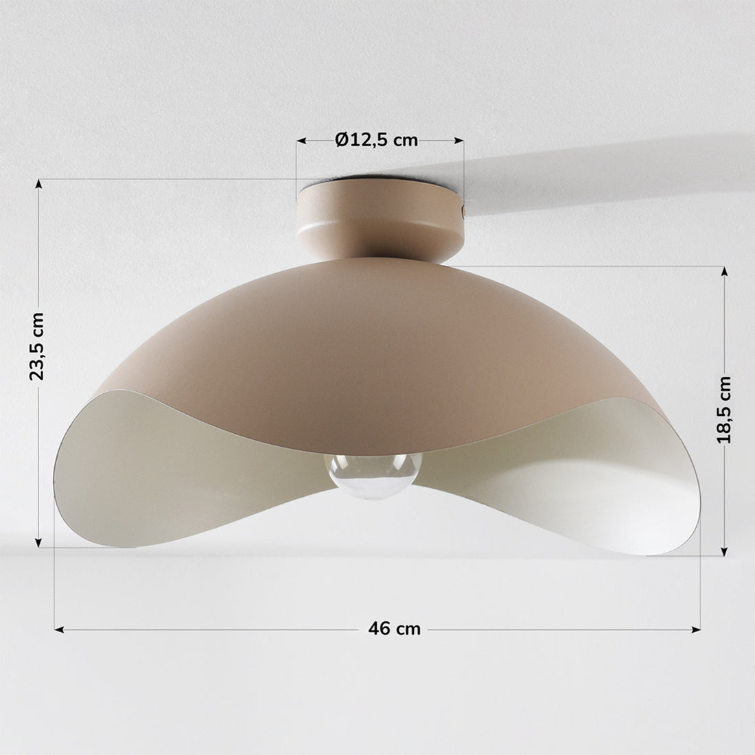 Nami Wavy Metal Ceiling Light — Sand Taupe