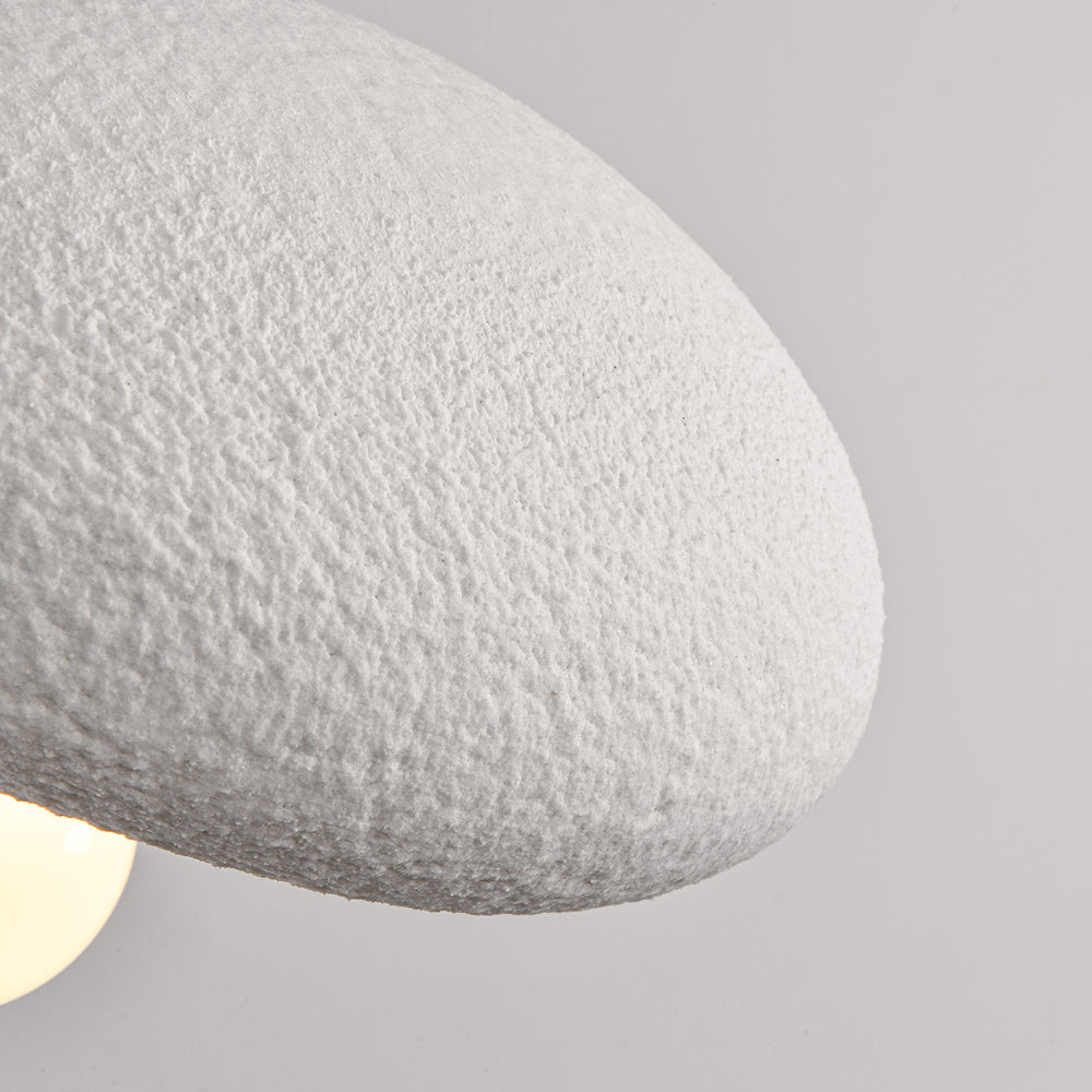 Kaia Curved Stone-Effect Pendant Light — White, 40 cm