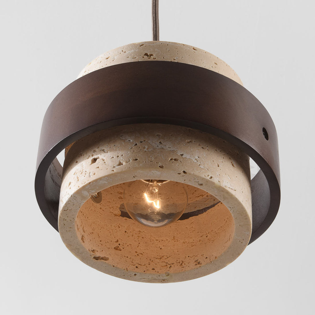 Tsumi linear pendant light illuminated showing warm diffused glow over kitchen island