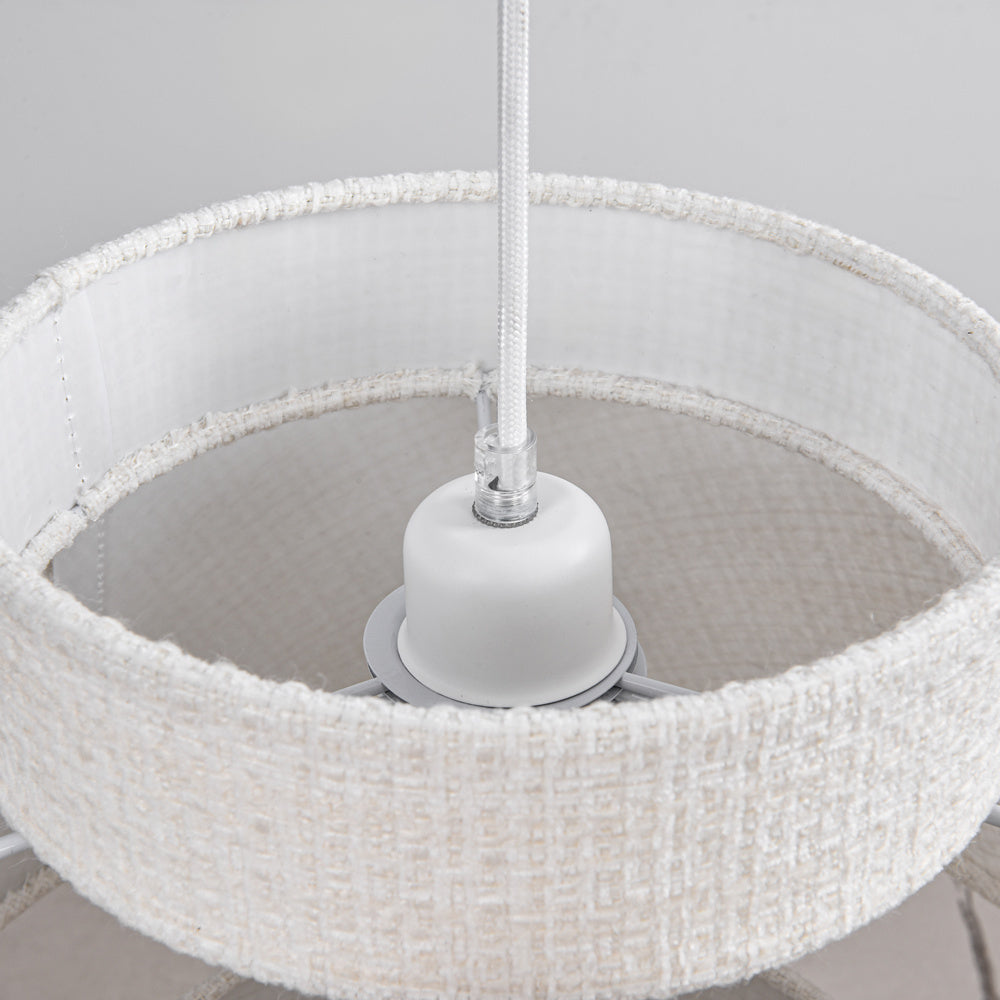 Elin Fabric Drum Pendant Light — White, 40 cm
