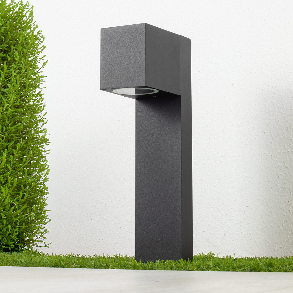 Sky smart outdoor post light in black finish showing compact 30cm design for patio lighting