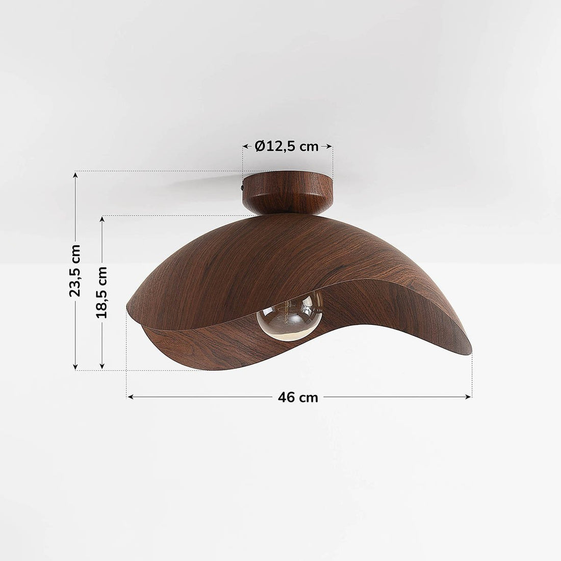 Nami Wavy Metal Ceiling Light — Walnut Look