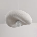 Kaia Curved Stone-Effect Pendant Light — White, 40 cm