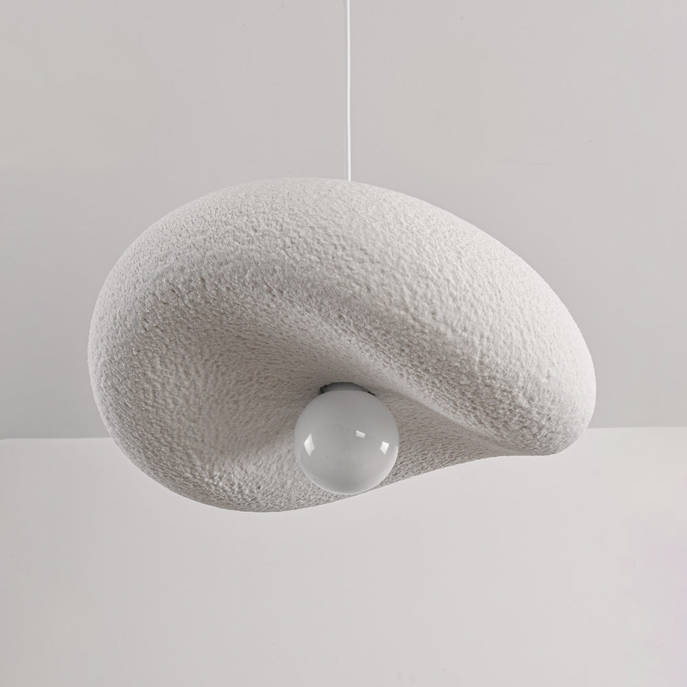 Kaia Curved Stone-Effect Pendant Light — White, 40 cm