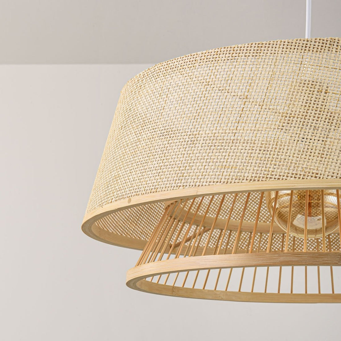 Tamo Woven Bamboo Pendant Light — Natural, 50 cm
