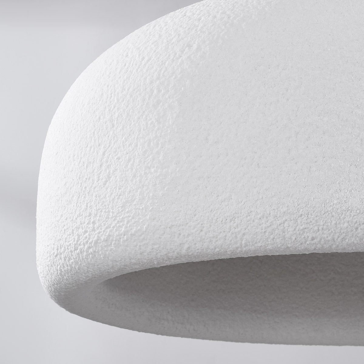 Shiro Round Disc Pendant Light — White Stone Effect, 60 cm