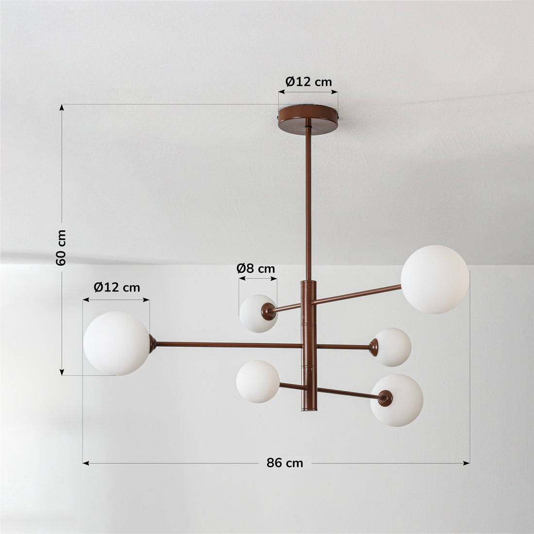 Sesto Six-Light Ceiling Light — Brown & Opal Glass
