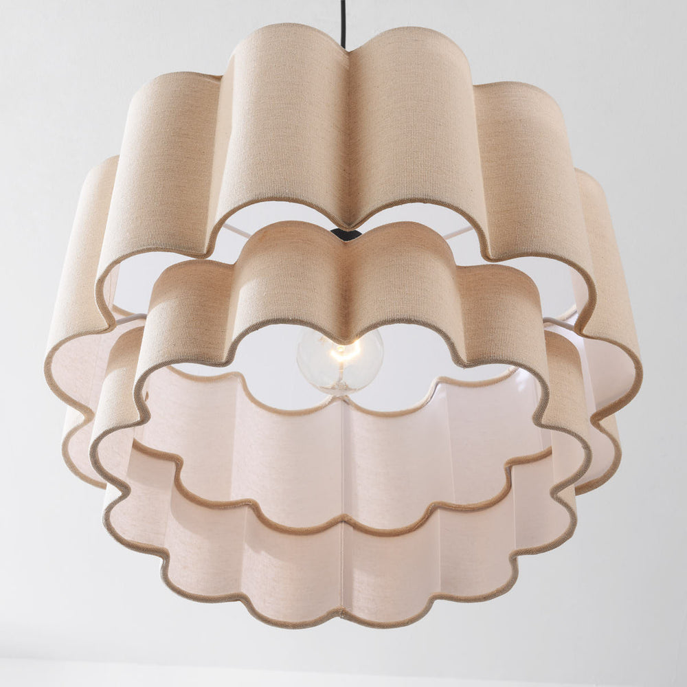 Yuki Wavy Linen Pendant Light — Beige after dark