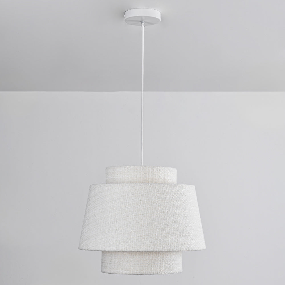 Elin Fabric Drum Pendant Light — White, 40 cm