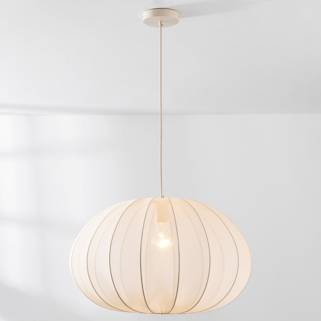 Odile Fabric Pendant Light — Light Beige, 59 cm