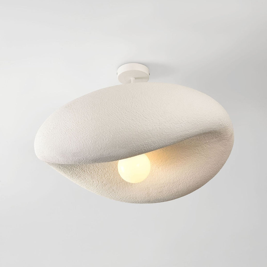 Kaia Curved Stone-Effect Ceiling Light — White, 60 cm