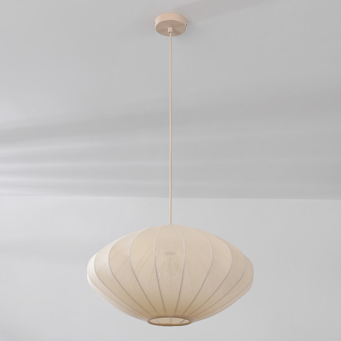 Nell Fabric Drum Pendant Light — Beige, 48 cm