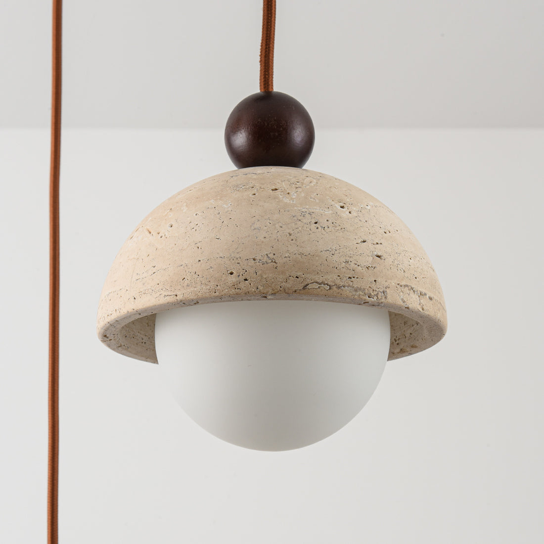 Opale Travertine & Opal Glass Pendant Light — 3 Lights
