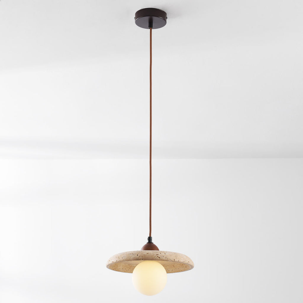 Kiyomi Travertine & Glass Pendant Light — Beige