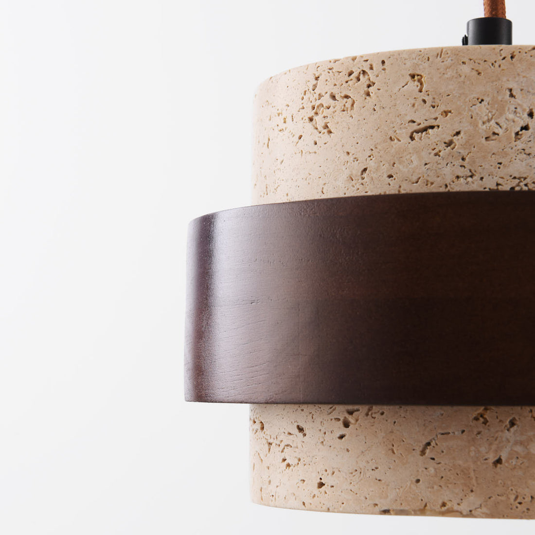 Tsumi Travertine & Wood Pendant Light — Single