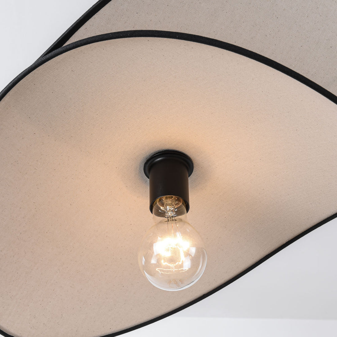 Suki Linen Pendant Light — White & Black, 50 cm