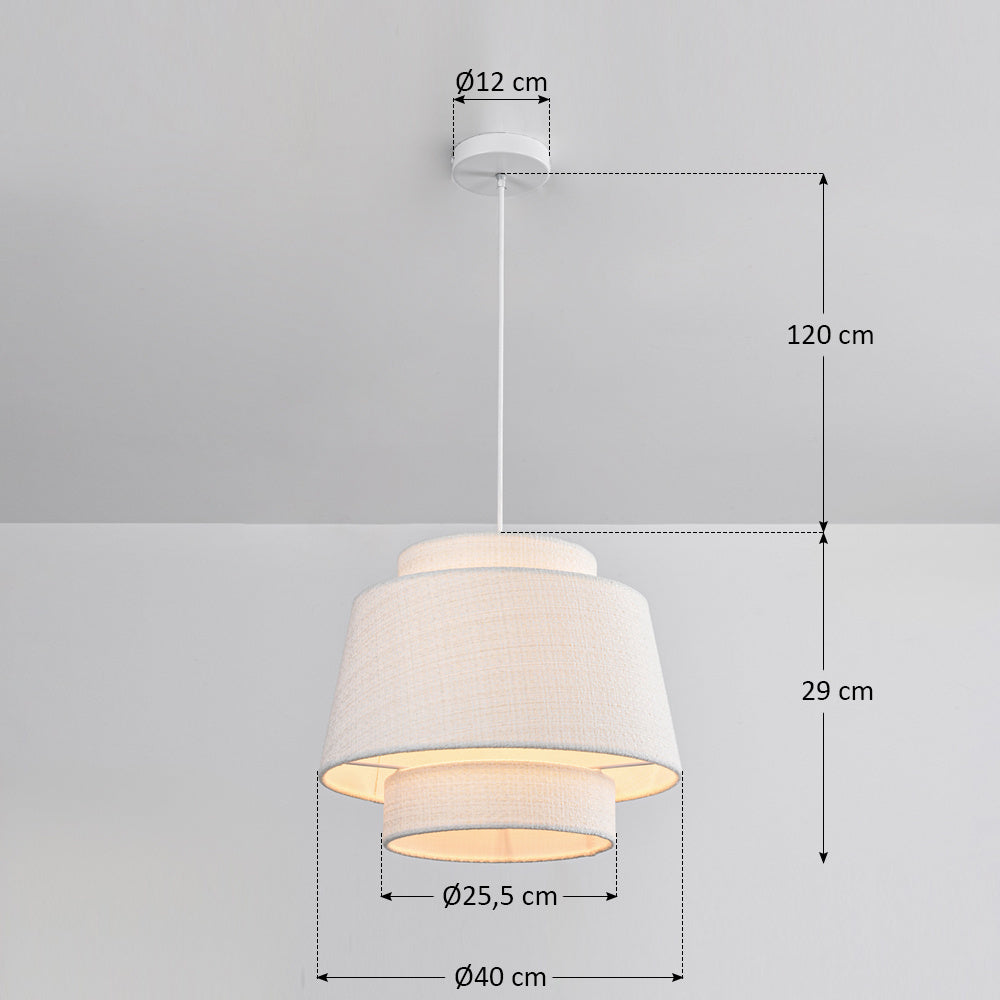 Elin Fabric Drum Pendant Light — White, 40 cm
