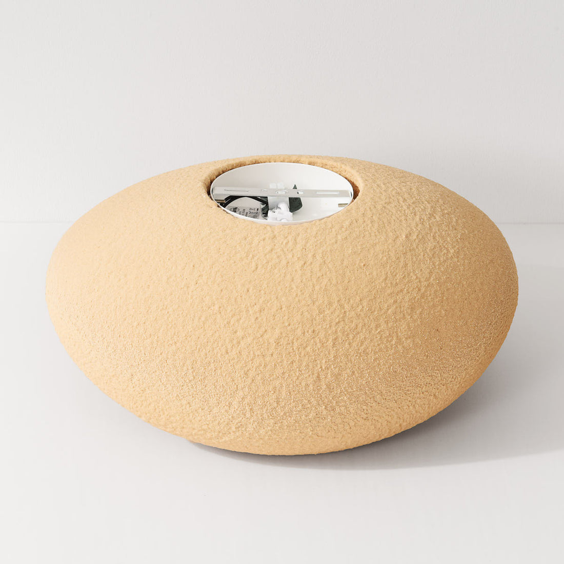 Kaia Curved Stone-Effect Ceiling Light — Light Caramel, 41 cm
