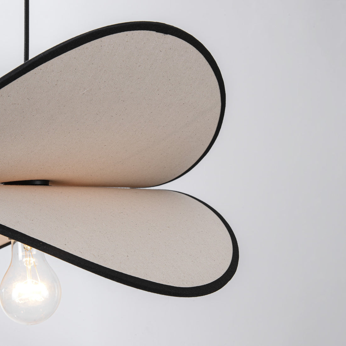 Suki Linen Pendant Light — White & Black, 50 cm