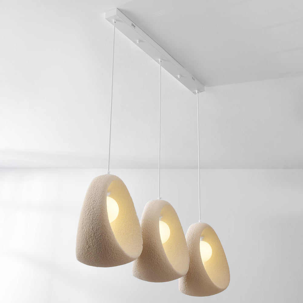 Umi Stone-Effect LED Pendant Light — 3 Lights, Linear after dark
