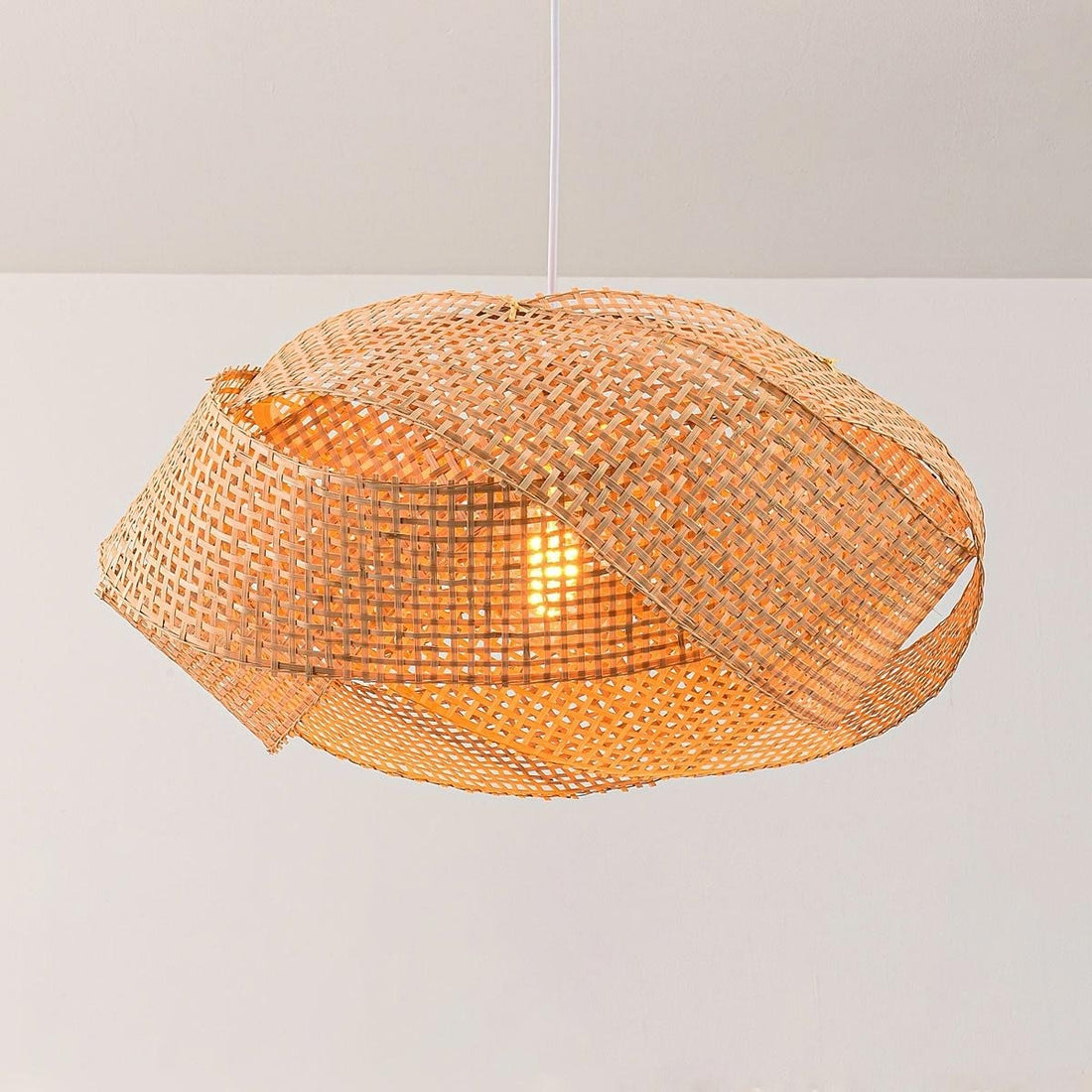 Kumi Woven Bamboo Pendant Light — Natural, 55 cm