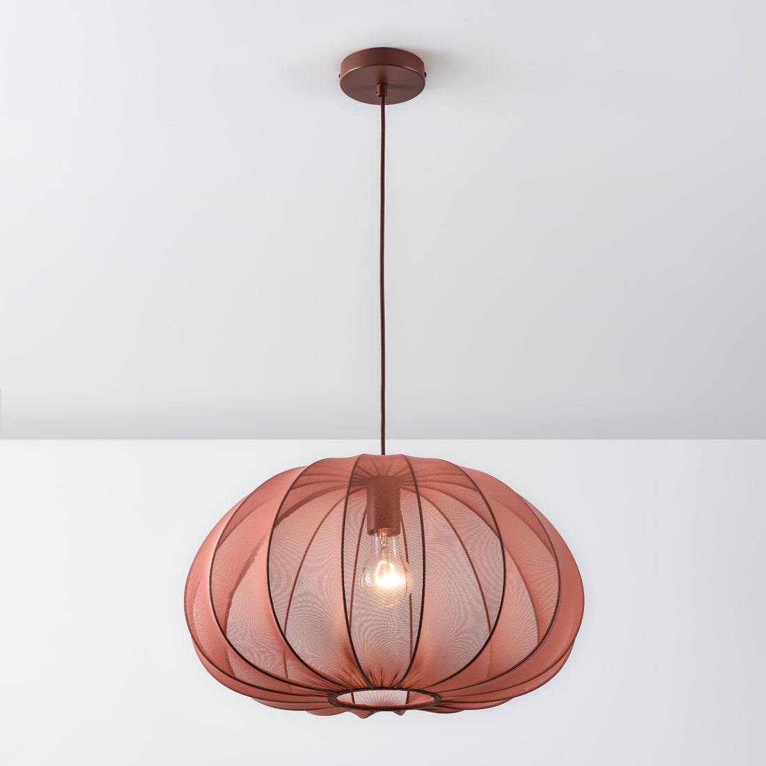 Amaro Fabric Pendant Light — Terracotta Pink, 50 cm
