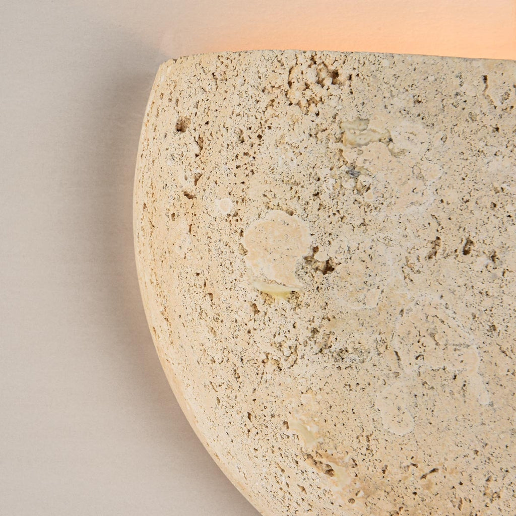 Wara Travertine Wall Light — Semi-Circular, Beige