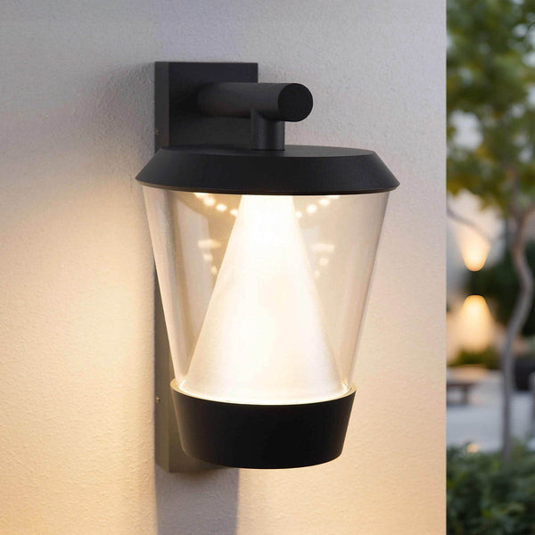 Tarn anthracite outdoor LED wall light with motion sensor mounted on exterior wall
