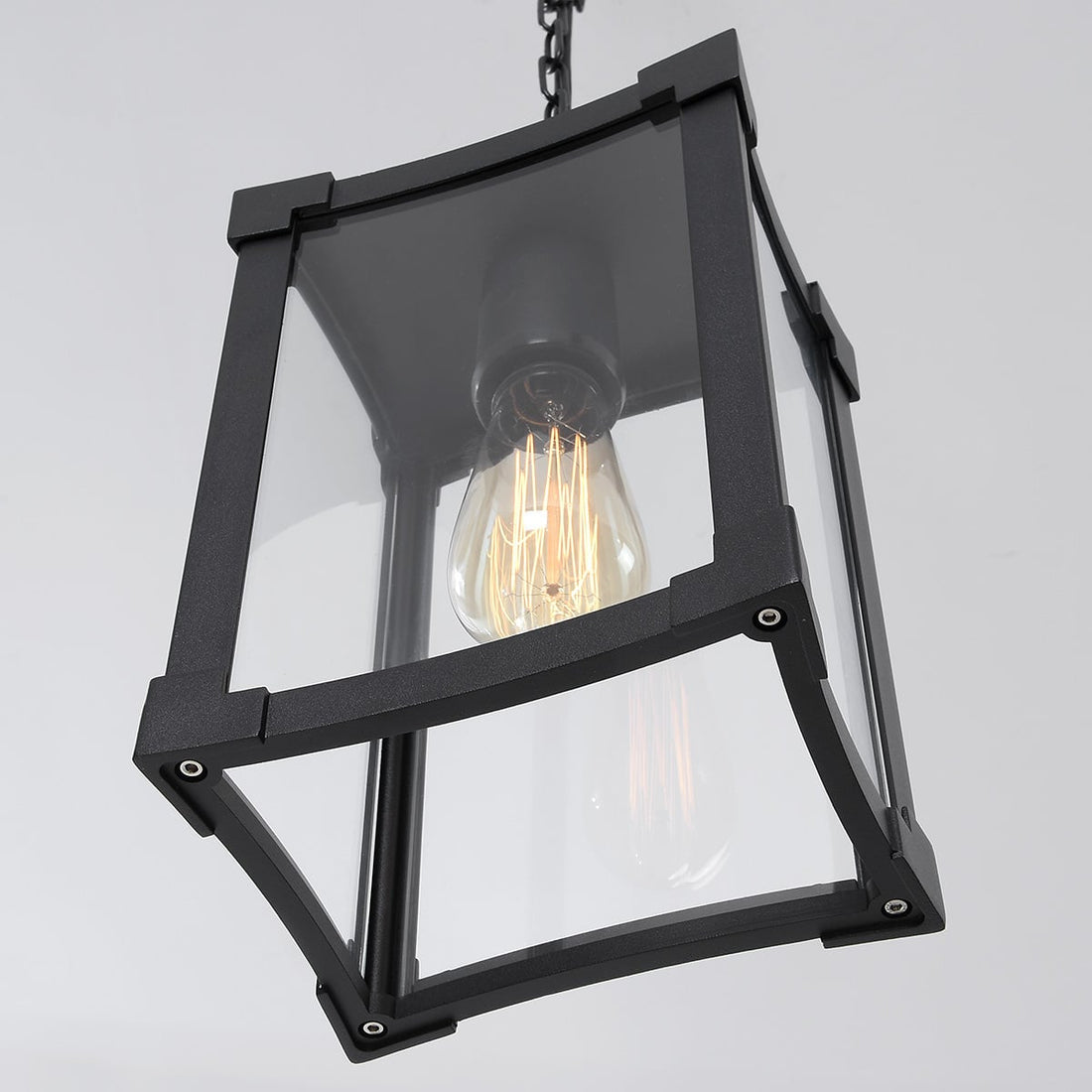 Holt Industrial Outdoor Pendant Light — Black, Glass Panels