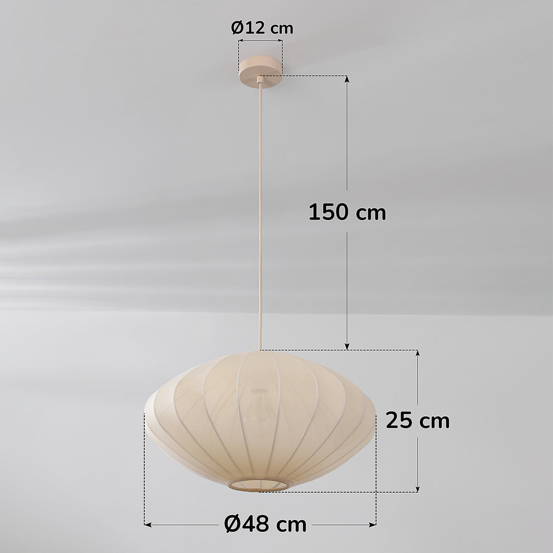 Nell Fabric Drum Pendant Light — Beige, 48 cm