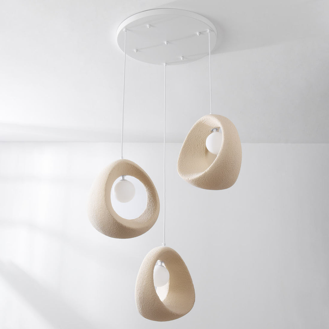 Umi Stone-Effect LED Pendant Light — 3 Lights, Cluster