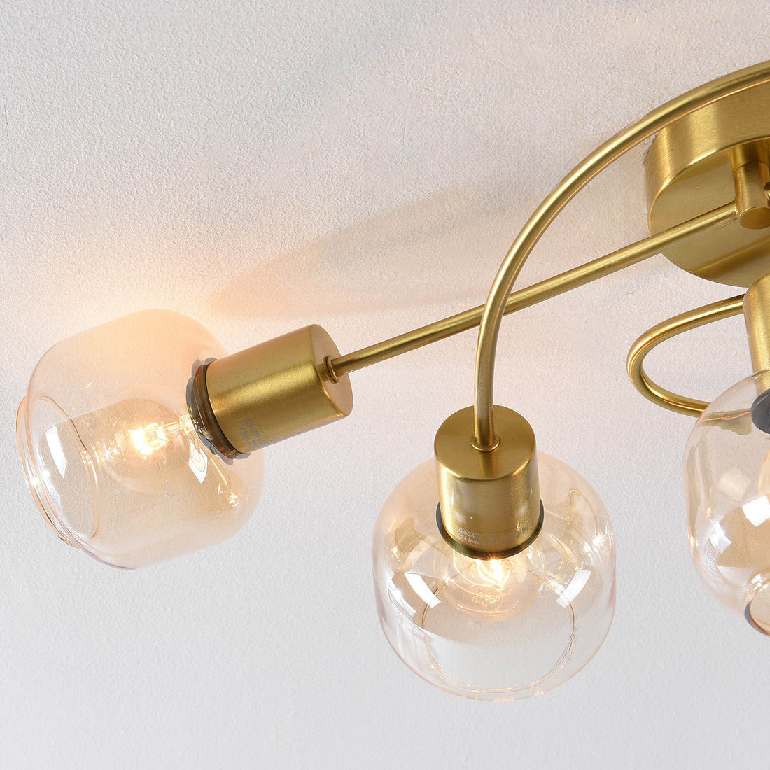 Aurum Five-Light Ceiling Light — Gold & Amber Glass