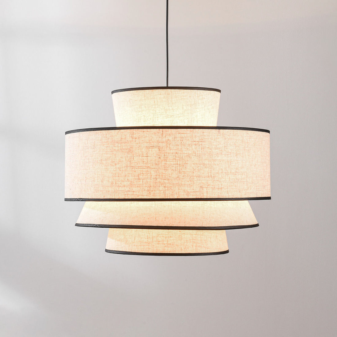 Nori Linen Pendant Light — Natural & Black, 50 cm