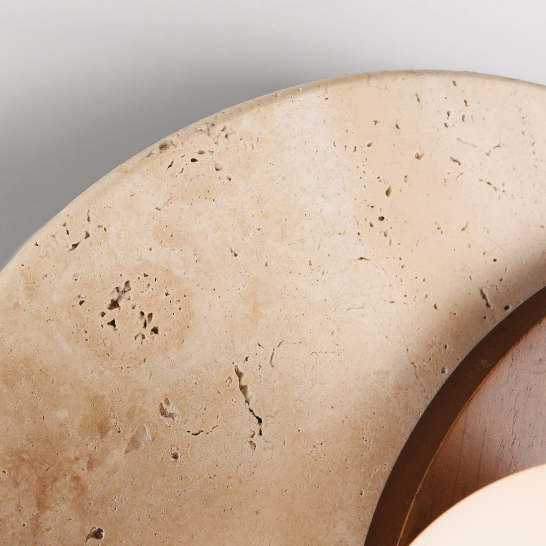 Yori Travertine & Wood Wall Light — Sand Beige
