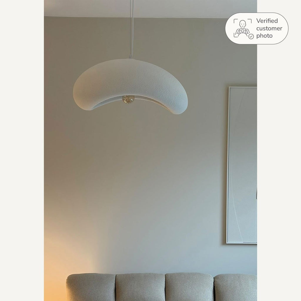 Katsura Layered Stone-Effect Pendant Light — White, 60 cm