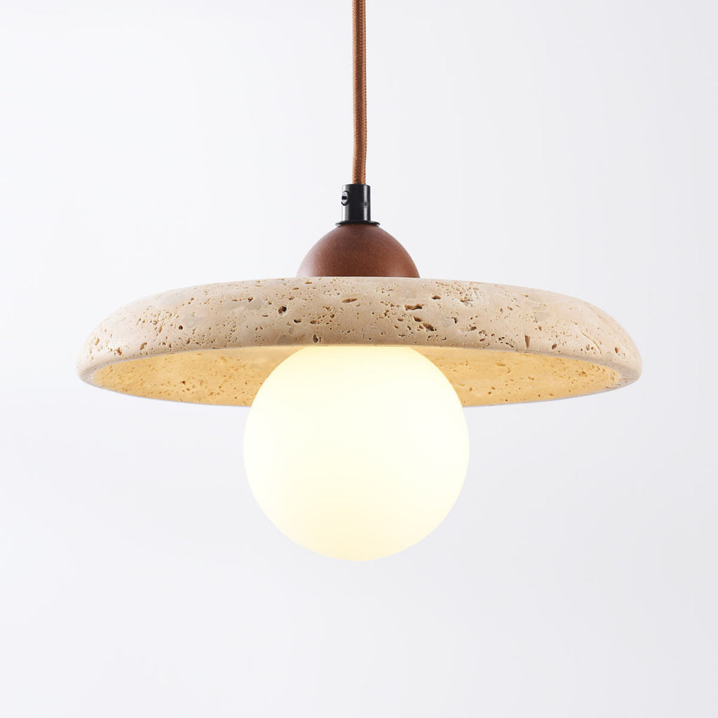 Kiyomi Travertine & Glass Pendant Light — Beige