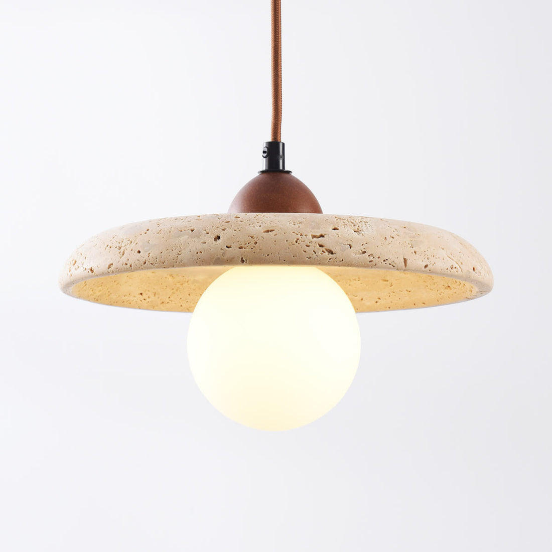 Kiyomi Travertine & Glass Pendant Light — Beige
