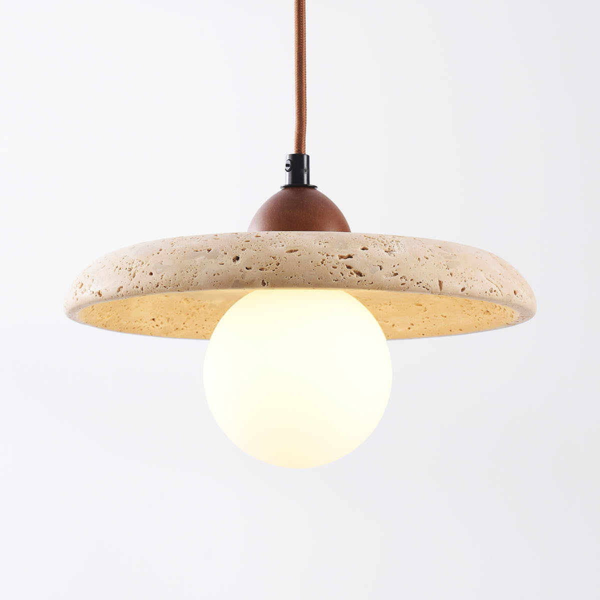 Kiyomi Travertine & Glass Pendant Light — Beige