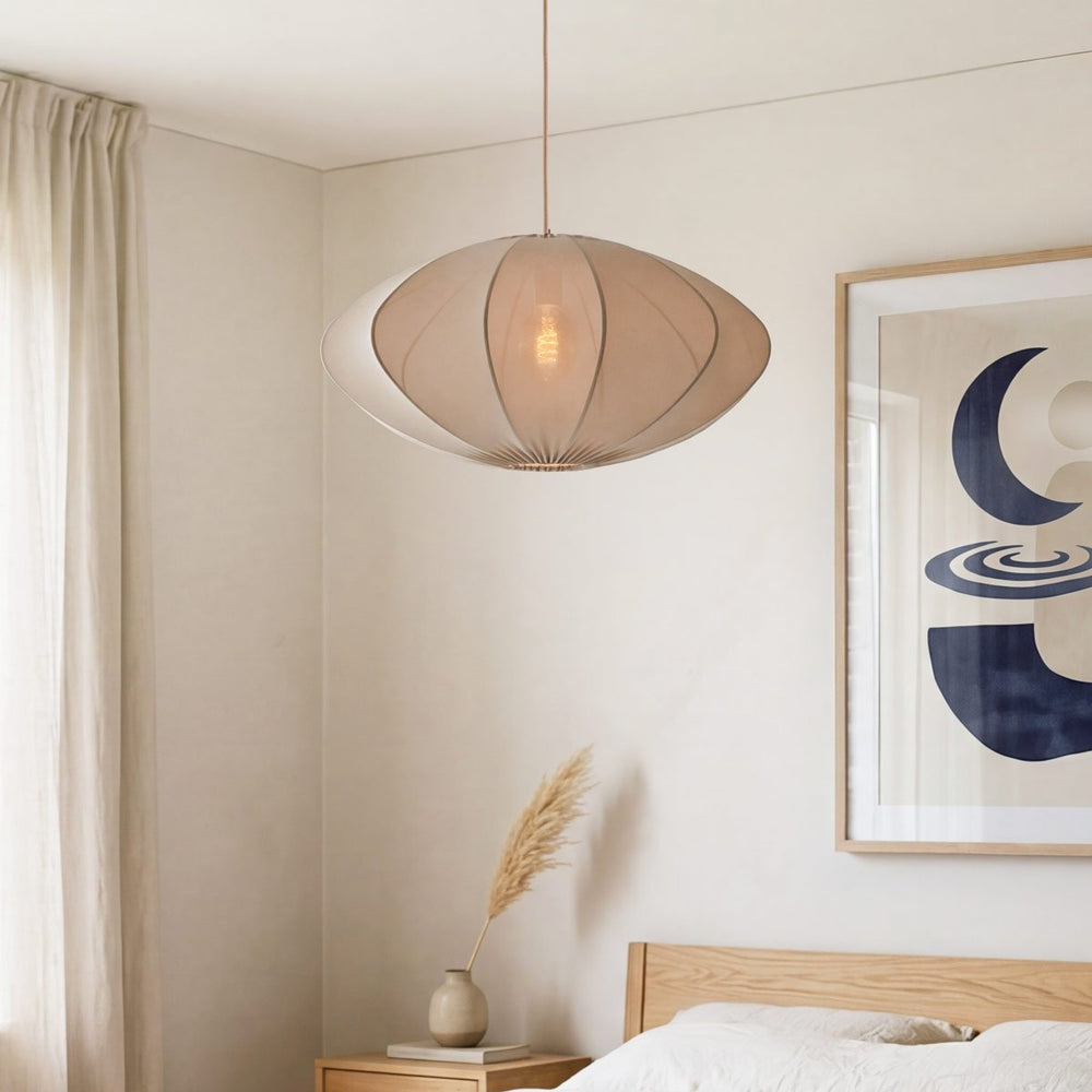 Elva Fabric Pendant Light — Taupe, 55 cm in a room