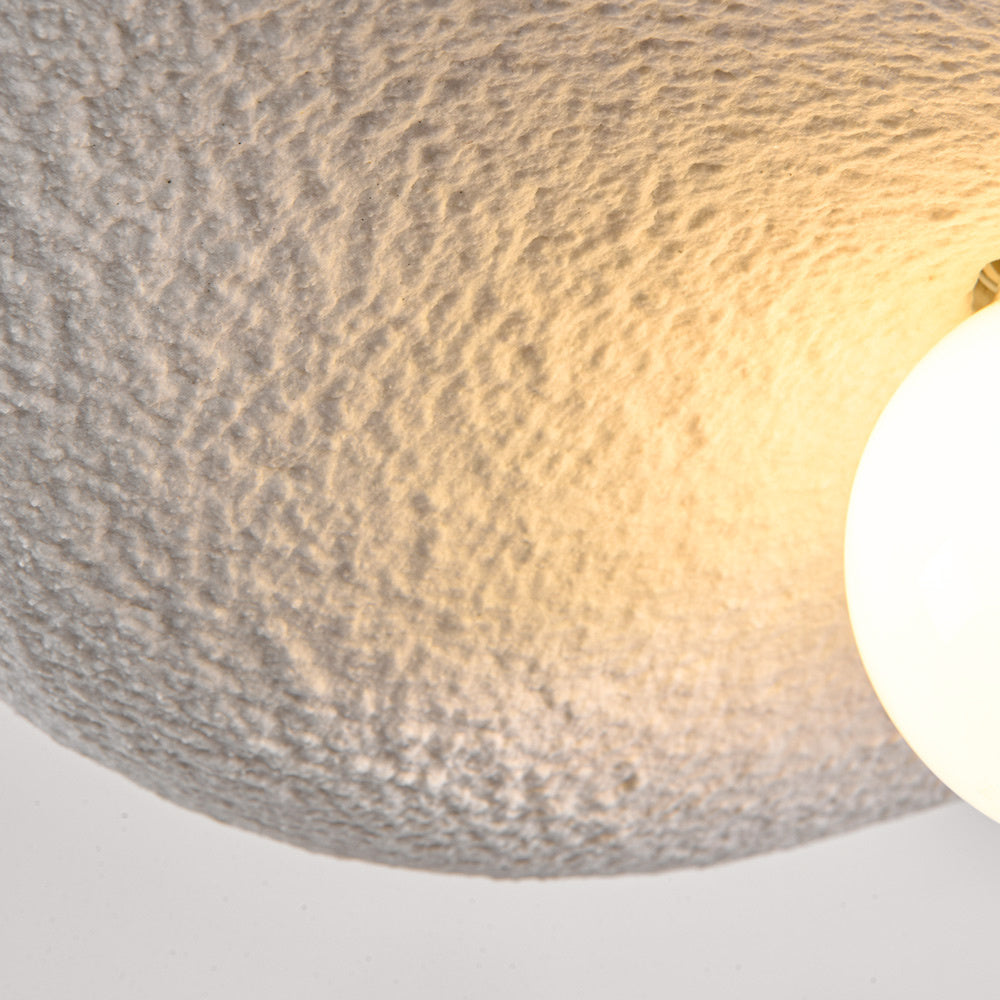 Kaia Curved Stone-Effect Pendant Light — White, 40 cm
