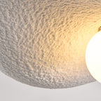 Kaia Curved Stone-Effect Pendant Light — White, 40 cm