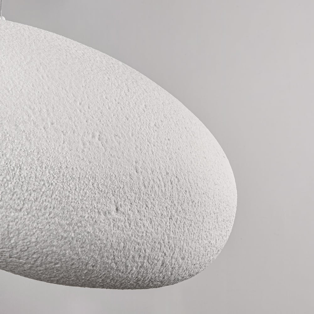 Kaia Curved Stone-Effect Pendant Light — White, 60 cm