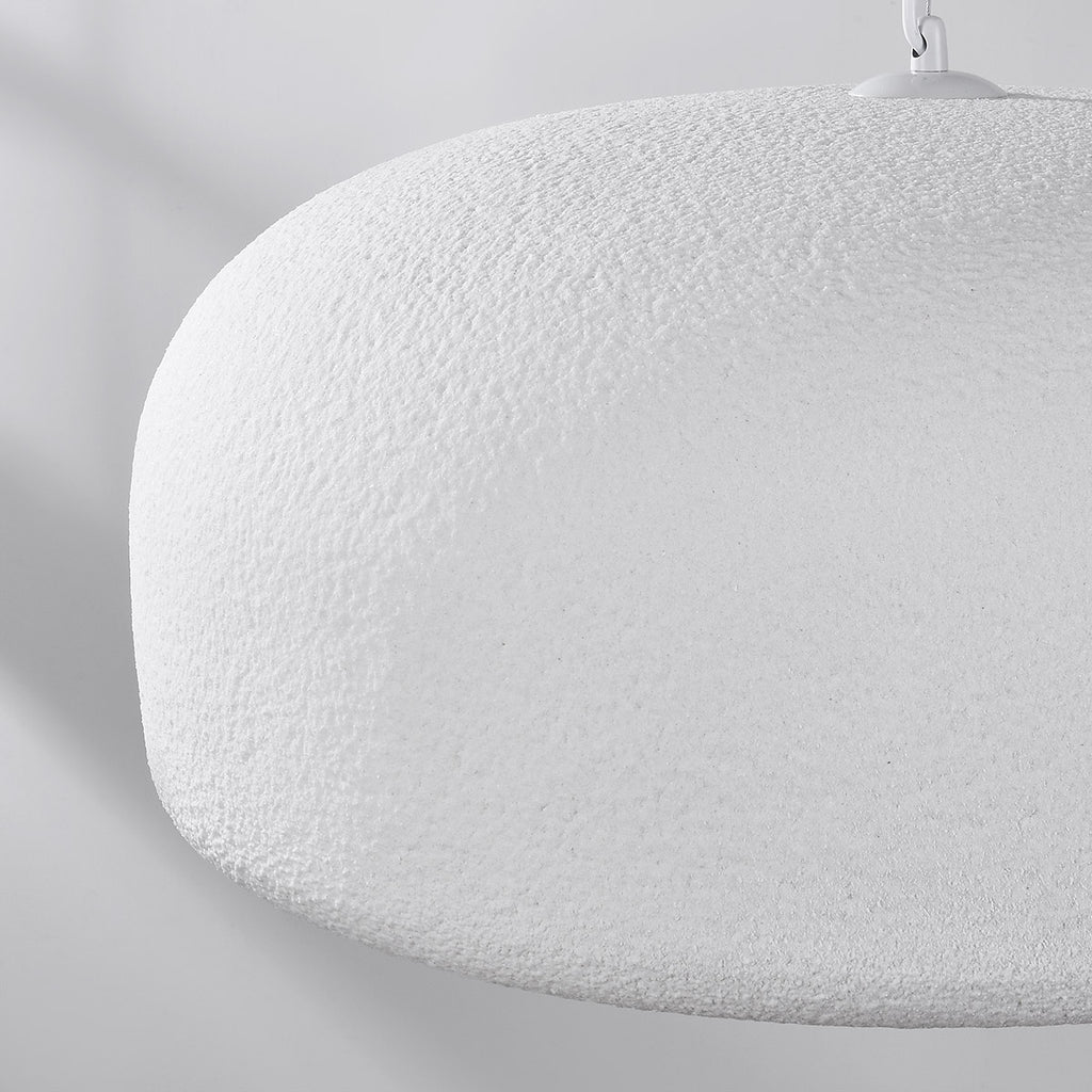Shiro Round Disc Pendant Light — White Stone Effect, 60 cm