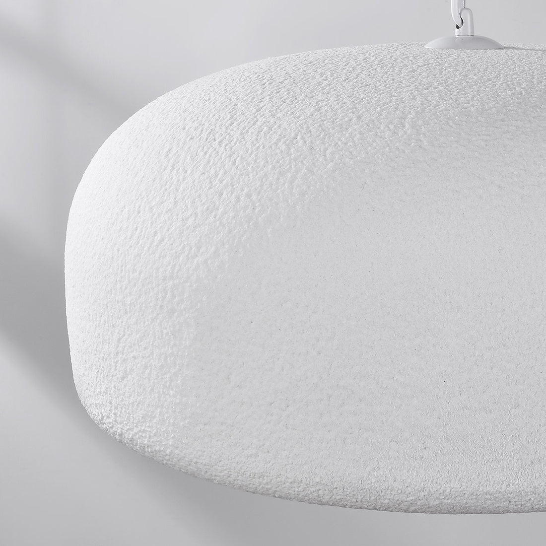 Shiro Round Disc Pendant Light — White Stone Effect, 60 cm