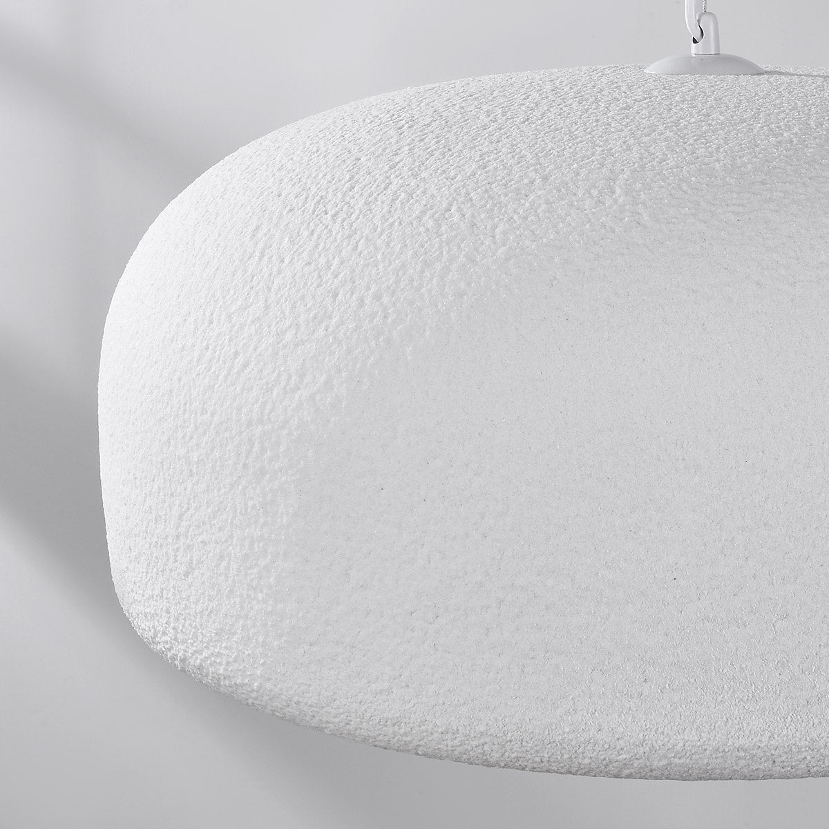 Shiro Round Disc Pendant Light — White Stone Effect, 60 cm